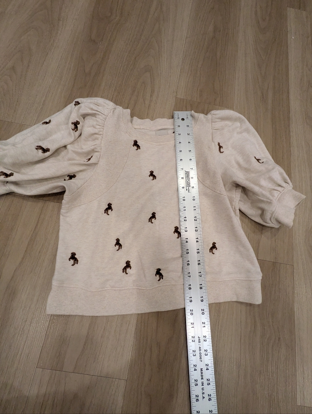 Anthropologie Maeve Puff Sleeve With Horse Embroidery - Picture 3 of 8